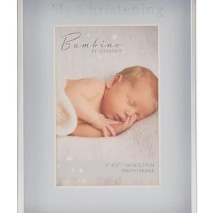 Rama Foto Argintata cu Interior Bleu My Christening Day BM139 Bambino Juliana