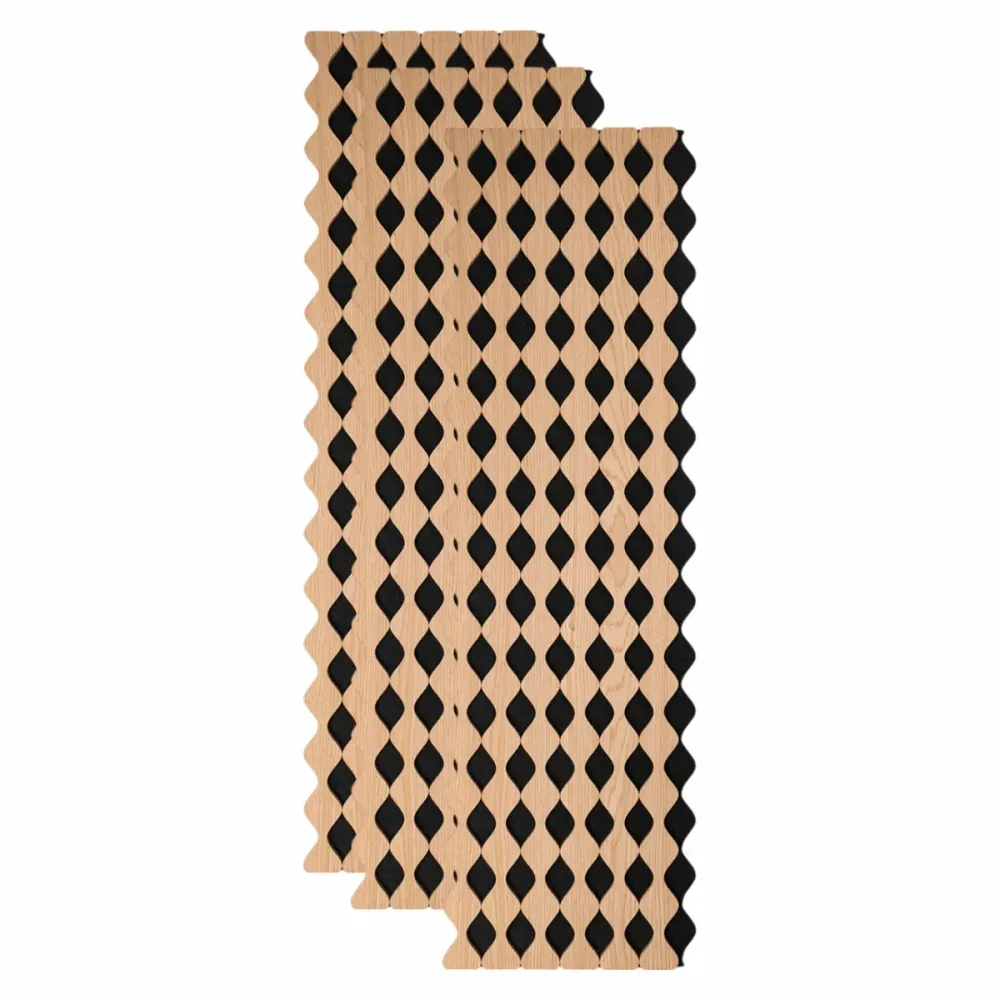 Set 3 Panouri riflaj acustic decorativ, MDF si pasla, Naimeed D6233, 240x30x1.8cm, Castan