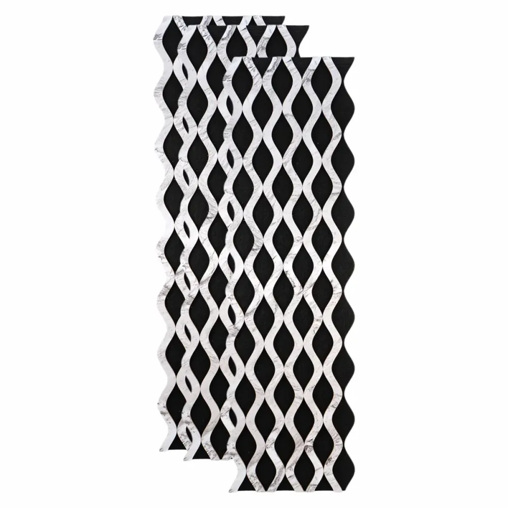 Set 3 Panouri riflaj acustic decorativ, MDF si pasla, Naimeed D6238, 240x30x1.8cm, Alb