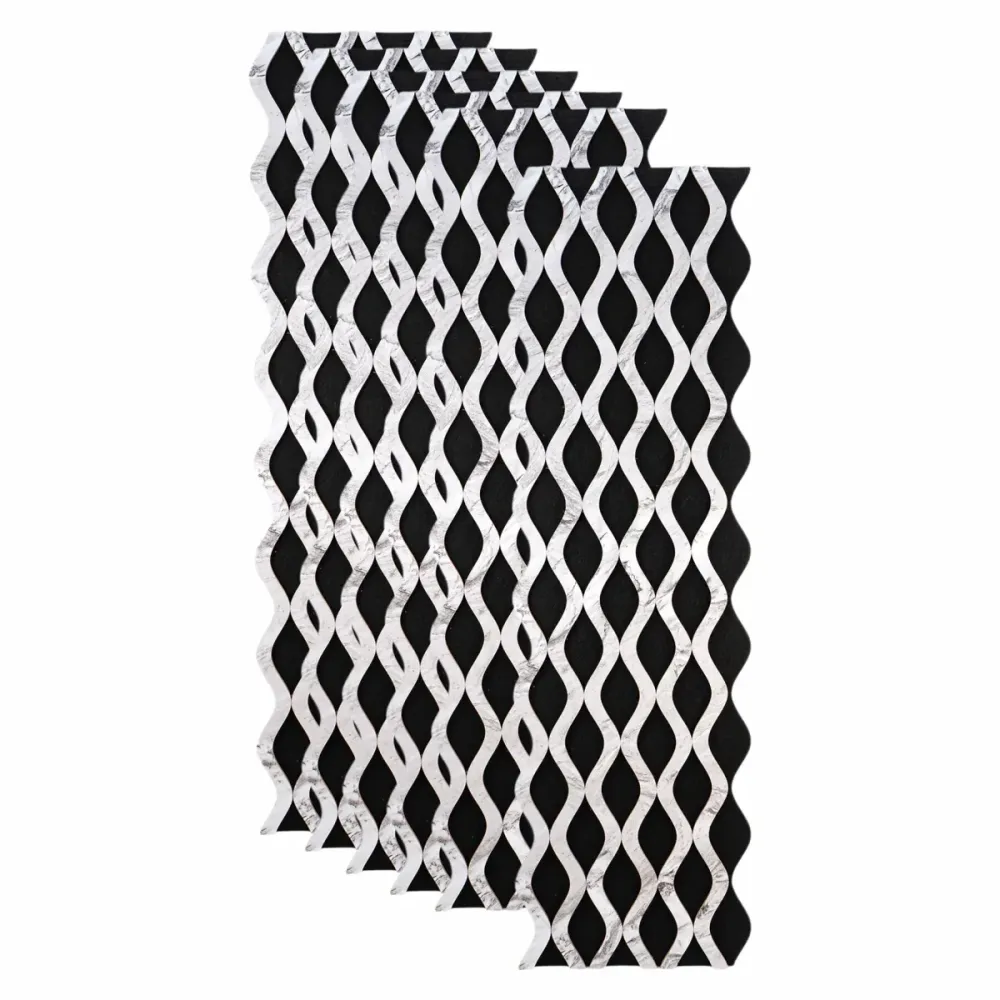 Set 6 Panouri riflaj acustic decorativ, MDF si pasla, Naimeed D6238, 240x30x1.8cm, Alb