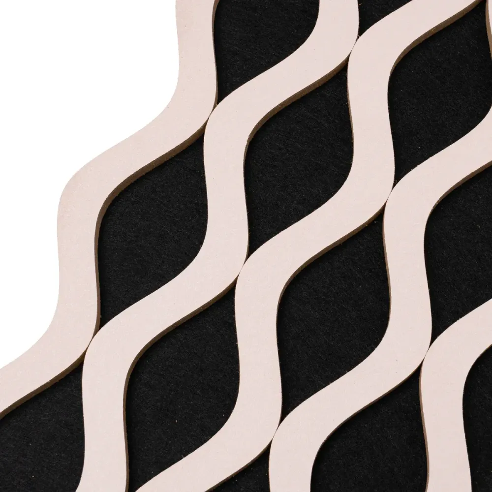 Set 3 Panouri riflaj acustic decorativ, MDF si pasla, Naimeed D6239, 240x30x1.8cm, Roz