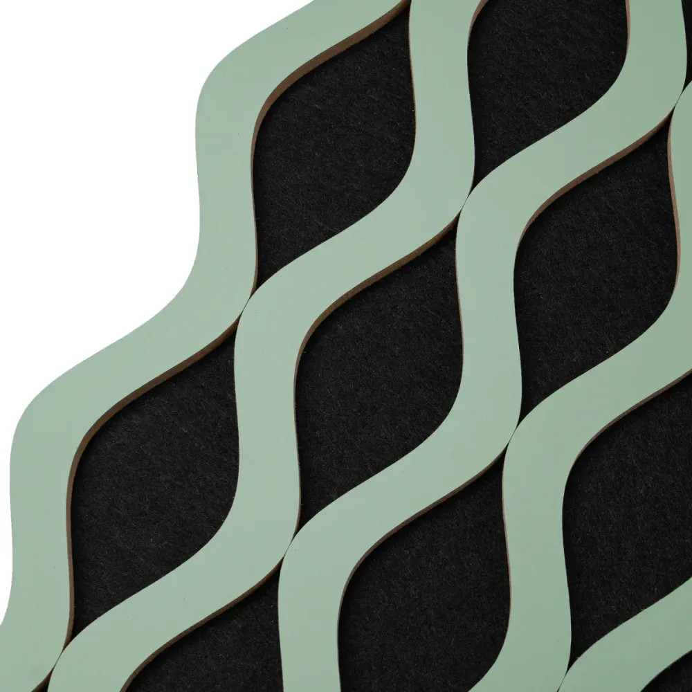 Set 6 Panouri riflaj acustic decorativ, MDF si pasla, Naimeed D6240, 240x30x1.8cm, Verde