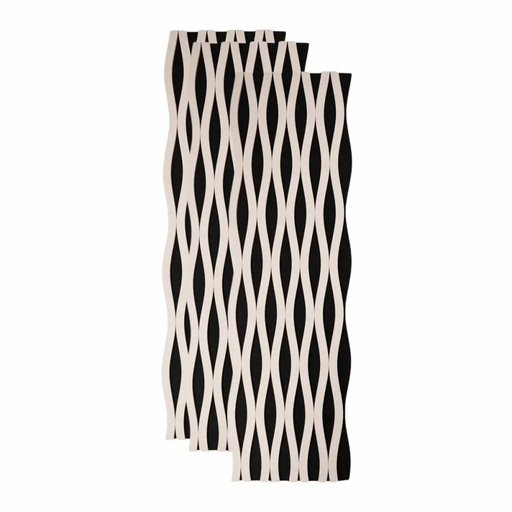 Set 3 Panouri riflaj acustic decorativ, MDF si pasla, Naimeed D6241, 240x30x1.8cm, Stejar