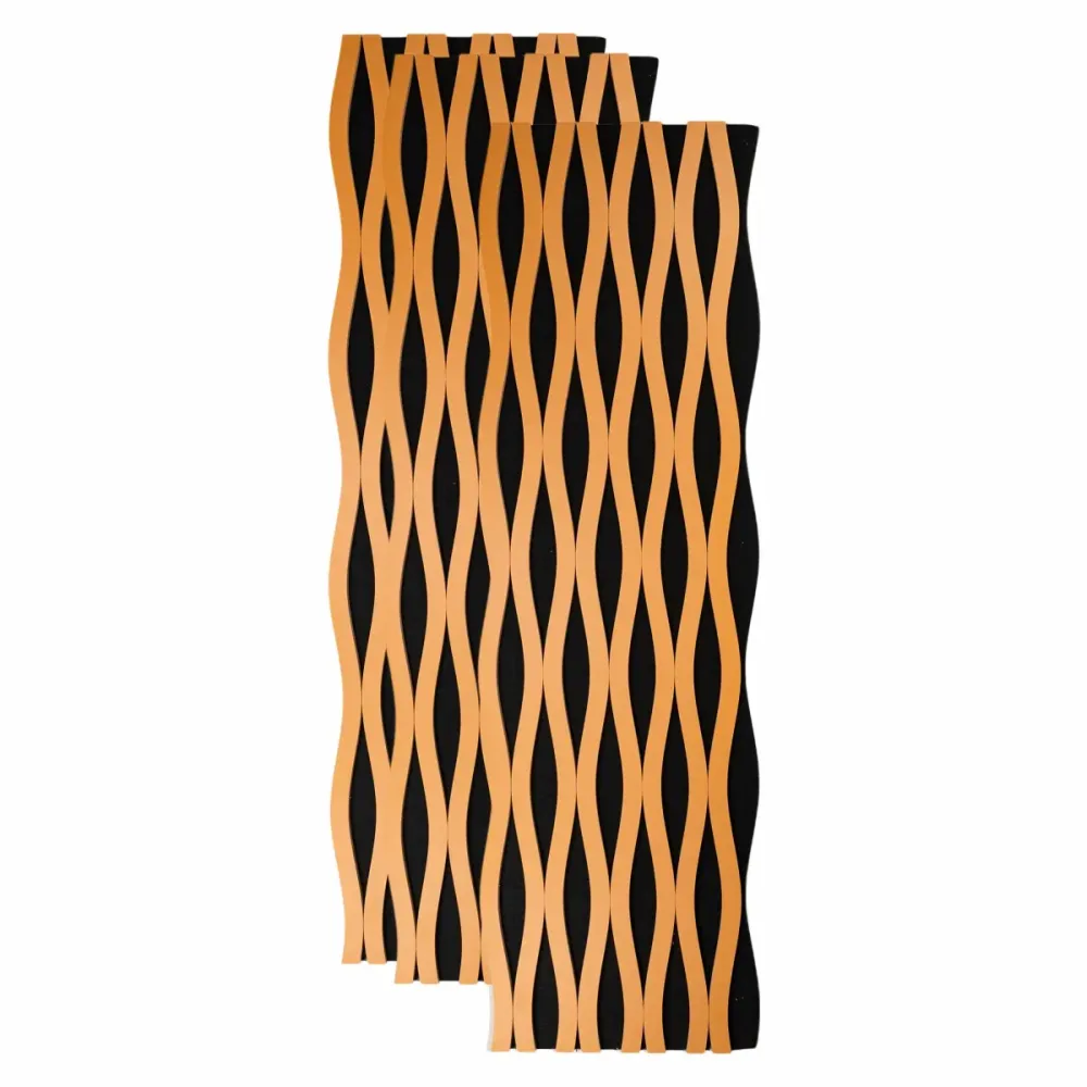 Set 3 Panouri riflaj acustic decorativ, MDF si pasla, Naimeed D6242, 240x30x1.8cm, Cires