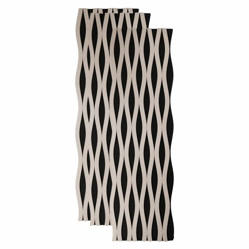 Set 3 Panouri riflaj acustic decorativ, MDF si pasla, Naimeed D6243, 240x30x1.8cm, Gri
