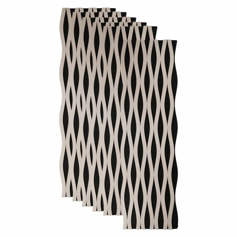 Set 6 Panouri riflaj acustic decorativ, MDF si pasla, Naimeed D6243, 240x30x1.8cm, Gri