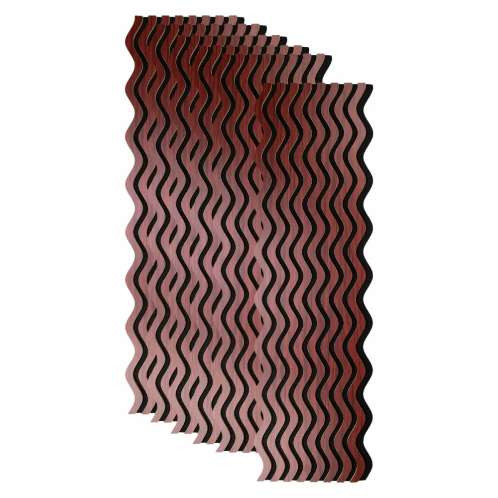 Set 6 Panouri riflaj acustic decorativ, MDF si pasla, Naimeed D6244, 240x30x1.8cm, Visin