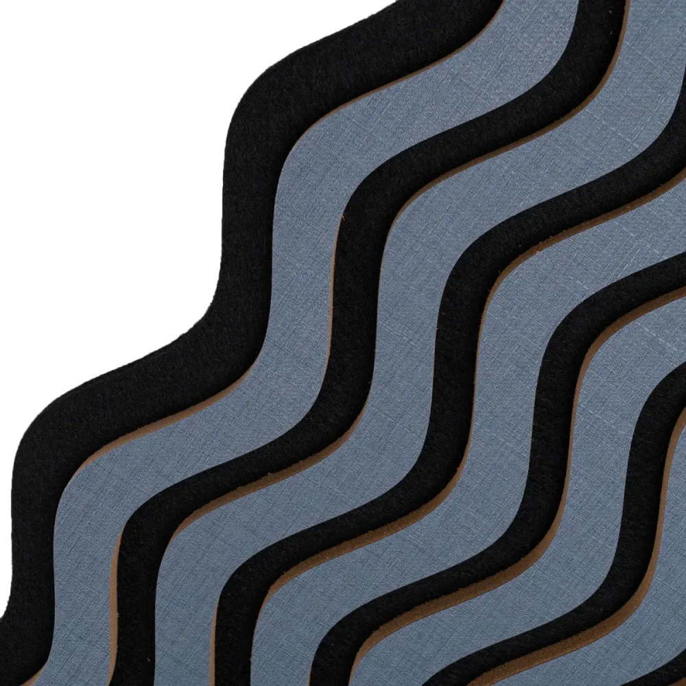 Set 3 Panouri riflaj acustic decorativ, MDF si pasla, Naimeed D6246, 240x30x1.8cm, Gri Inchis