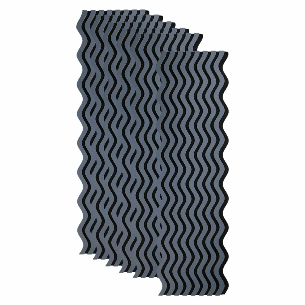 Set 6 Panouri riflaj acustic decorativ, MDF si pasla, Naimeed D6246, 240x30x1.8cm, Gri Inchis