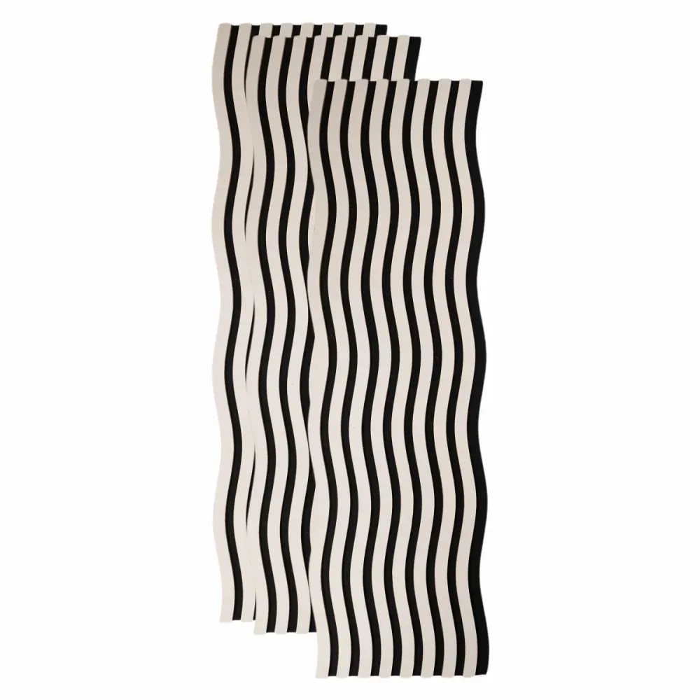 Set 3 Panouri riflaj acustic decorativ, MDF si pasla, Naimeed D6247, 240x30x1.8cm, Gri