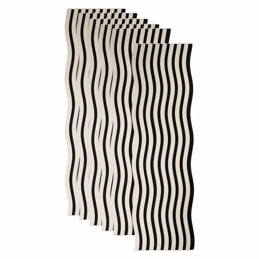 Set 6 Panouri riflaj acustic decorativ, MDF si pasla, Naimeed D6247, 240x30x1.8cm, Gri