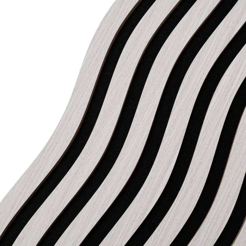 Set 3 Panouri riflaj acustic decorativ, MDF si pasla, Naimeed D6249, 240x30x1.8cm, Stejar Deschis