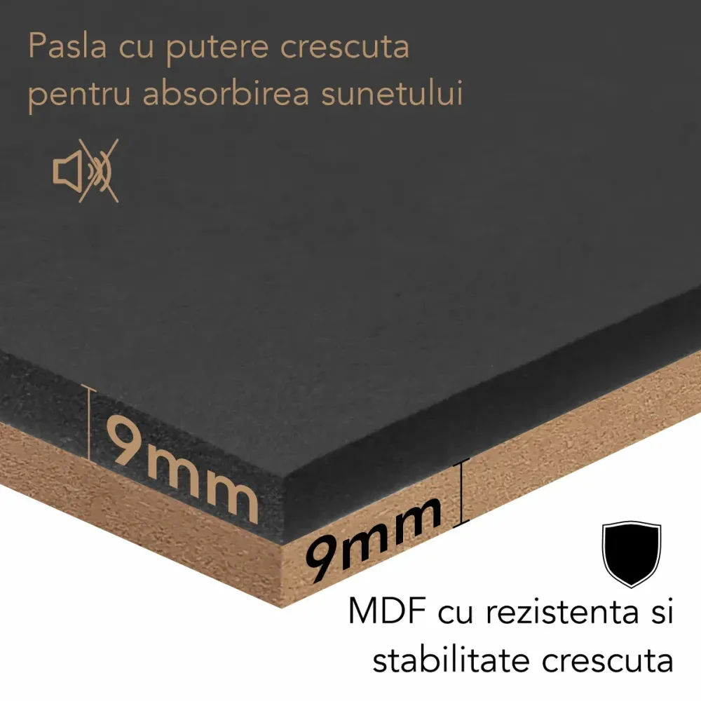 Set 3 Panouri riflaj acustic decorativ, MDF si pasla, Naimeed D6249, 240x30x1.8cm, Stejar Deschis
