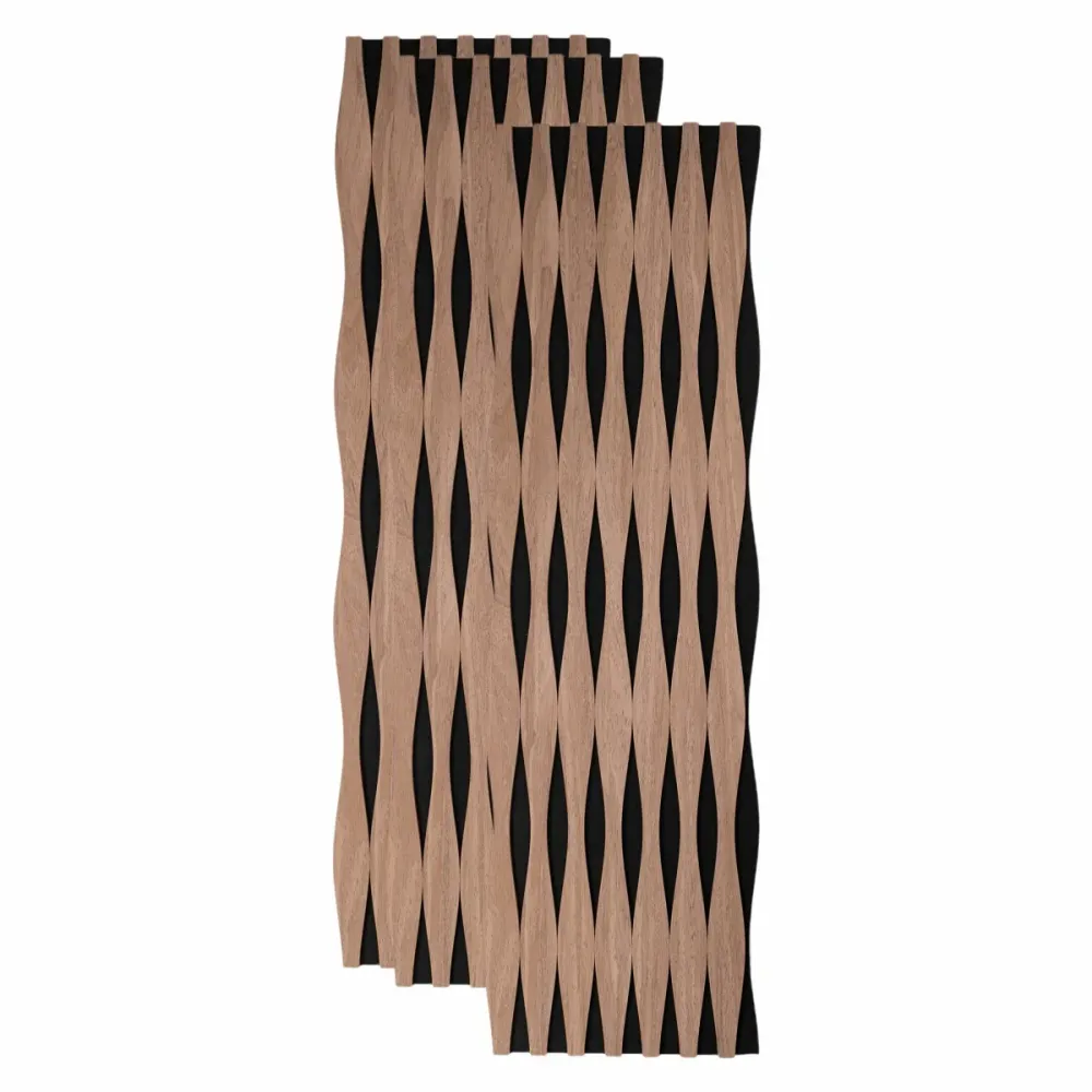 Set 3 Panouri riflaj acustic decorativ, MDF si pasla, Naimeed D6250, 240x30x1.8cm, Tec