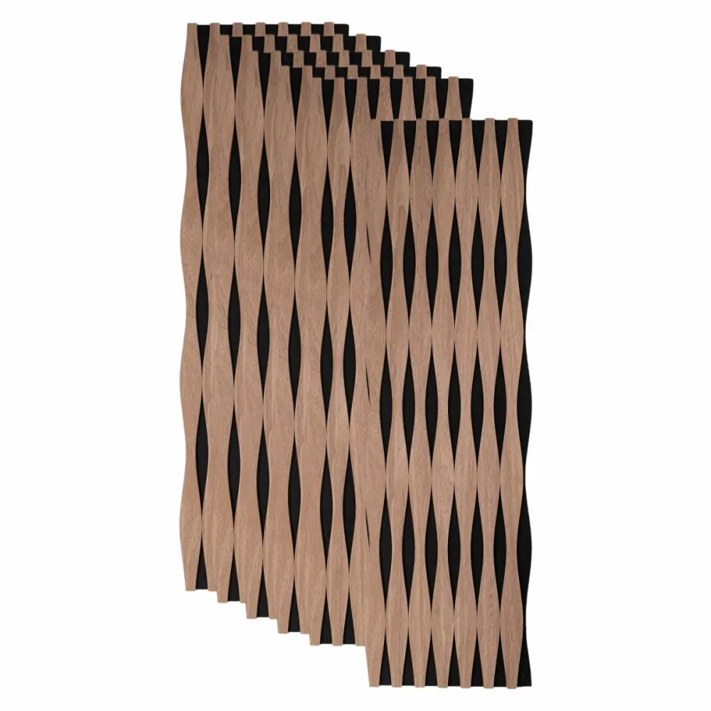 Set 6 Panouri riflaj acustic decorativ, MDF si pasla, Naimeed D6250, 240x30x1.8cm, Tec