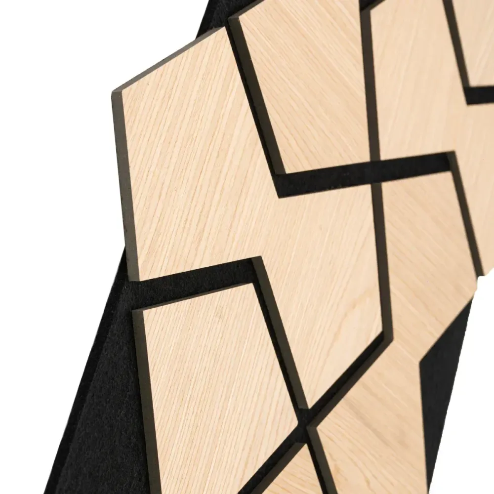 Set 5 Panouri riflaje acustice decorative, HDF si pasla, Naimeed D6755, 85x48x1.8cm, Stejar