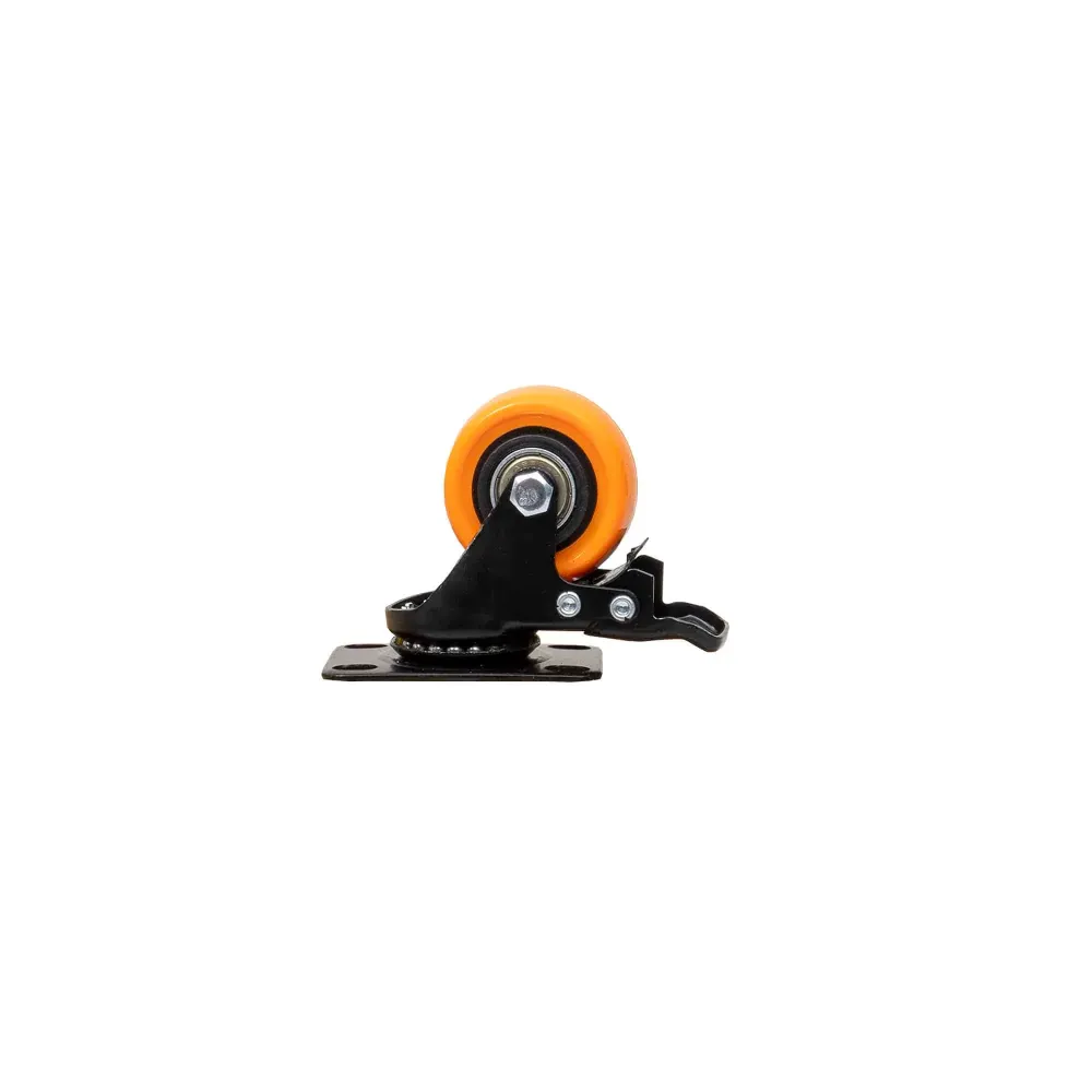 Roata pentru mobila, rola de cauciuc, pivotanta cu frana 2 inchi, portocaliu Z-TOOLS / ZTS 8127