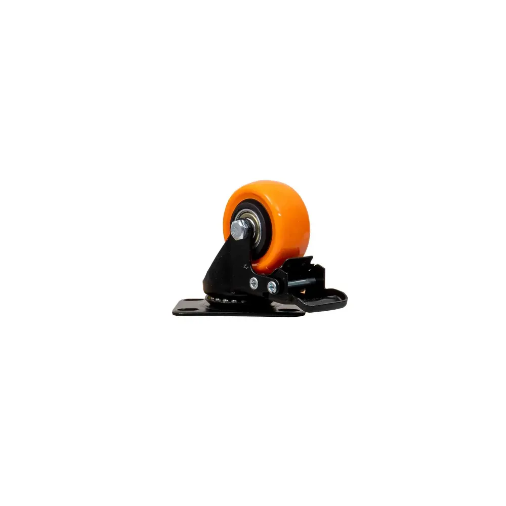 Roata pentru mobila, rola de cauciuc, pivotanta cu frana 2 inchi, portocaliu Z-TOOLS / ZTS 8127