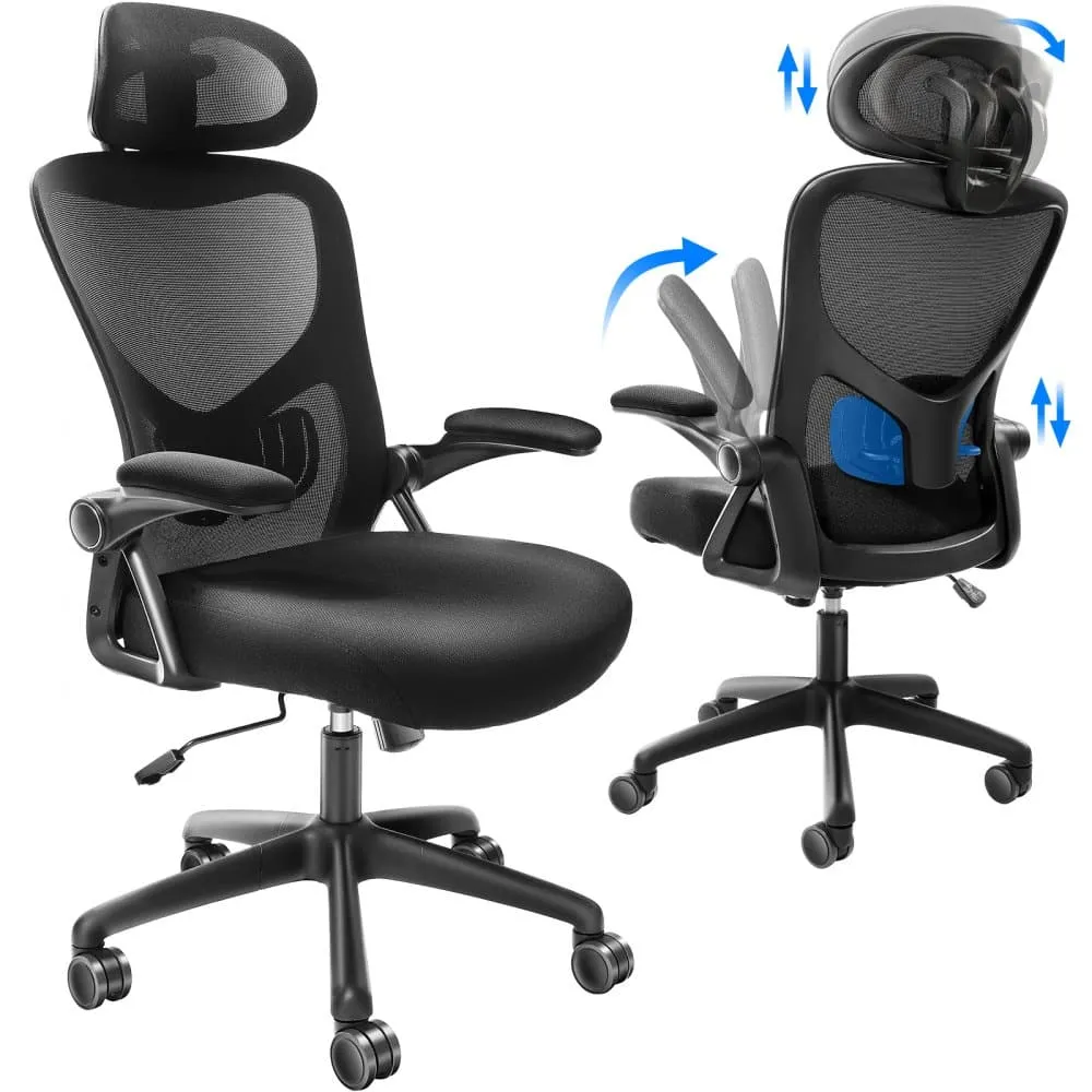 Scaun Ergonomic de Birou JRH cu Suport Lombar Reglabil, Tetieră și Brațe Rabatabile
