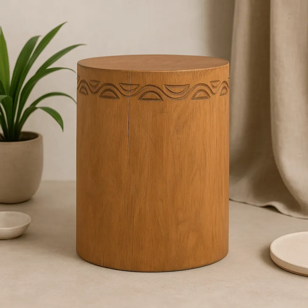 Taburet sau Masă Laterală – Lemn Natural de Albasia