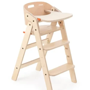 Scaun de masa pliabil din lemn MamaToyz, multifunctional si transformabil cu masuta, 6 luni - adolescent, Natur
