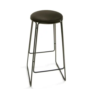 Scaun bar, baza otel negru, piele naturala culoare negru, Prop