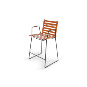 Scaun bar cu manere, metal negru, piele naturala culoare aluna, Strap