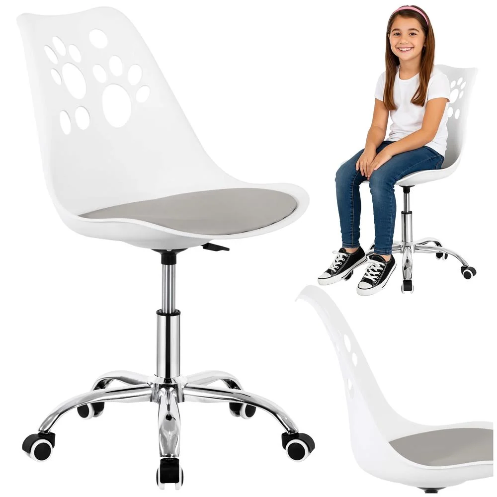 Scaun birou ergonomic, cu sezut din spuma, reglabil pe inaltime, maxim 120 kg, 90x49x48 cm, alb si gri