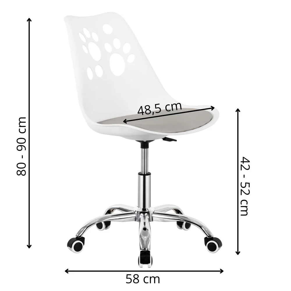 Scaun birou ergonomic, cu sezut din spuma, reglabil pe inaltime, maxim 120 kg, 90x49x48 cm, alb si gri