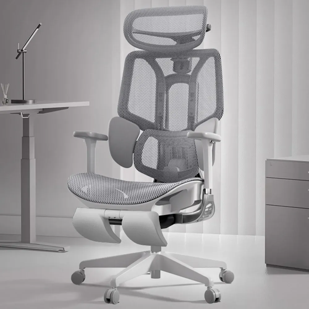 Scaun Ergonomic Timebox, Mesh Tetiera 4D Brate 4D Suport Picioare, Gri