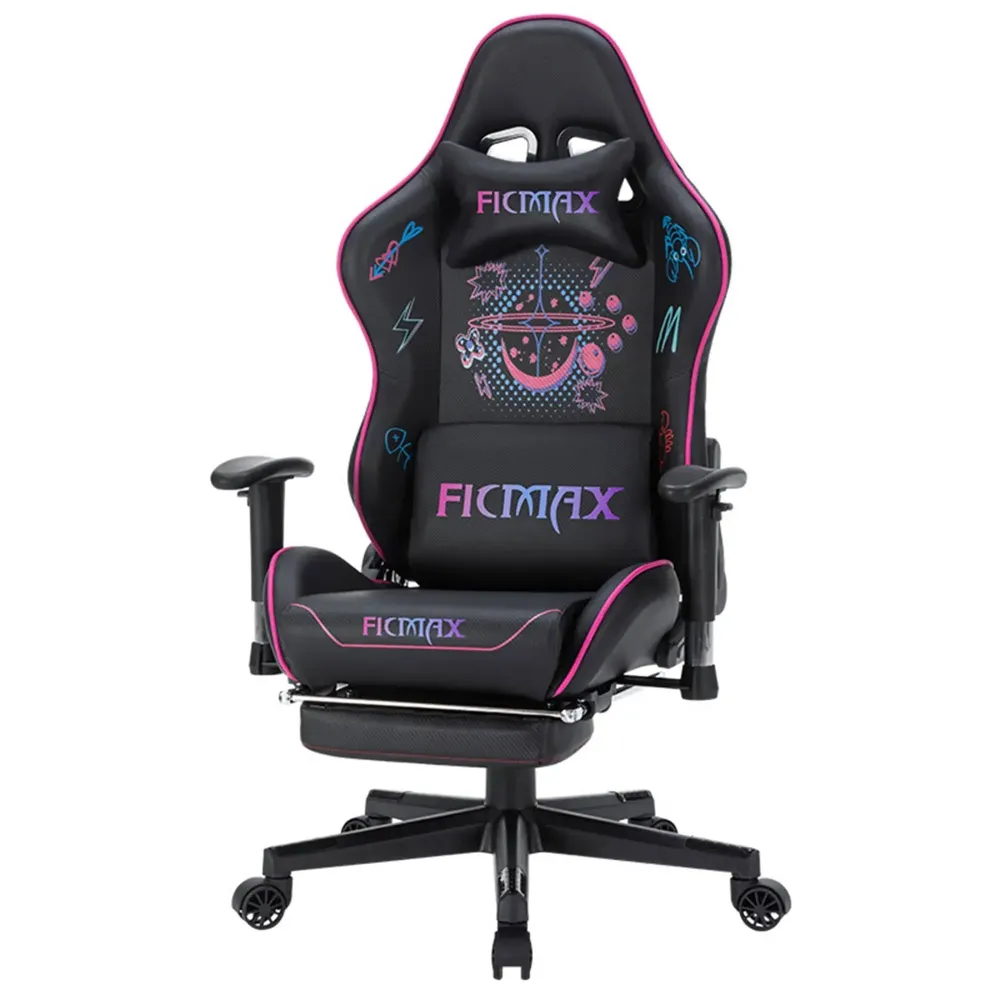 Scaun Gaming Timebox, 160°, Tetiera si Perna Lombara, Roz