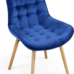 Set de 8 scaune retro, din catifea captusita, albastru