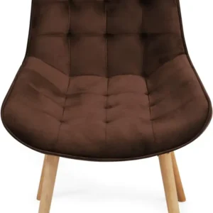 Set de 8 scaune retro, din catifea captusita, maro