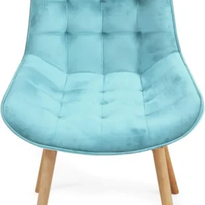 Set de 2 scaune retro, din catifea captusita, turcoaz deschis