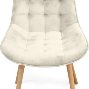 Set de 8 scaune retro de sufragerie, sezut din catifea captusit, crem