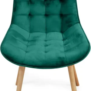 Set de 8 scaune retro de sufragerie, sezut din catifea captusit, verde