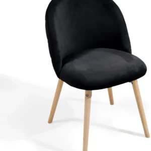 Set de 8 scaune de sufragerie, sezut din catifea captusit, negru