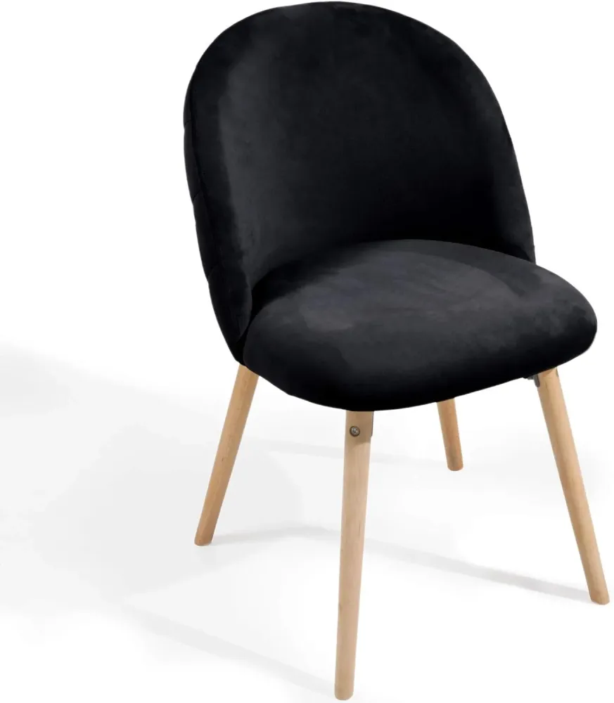 Set de 8 scaune de sufragerie, sezut din catifea captusit, negru