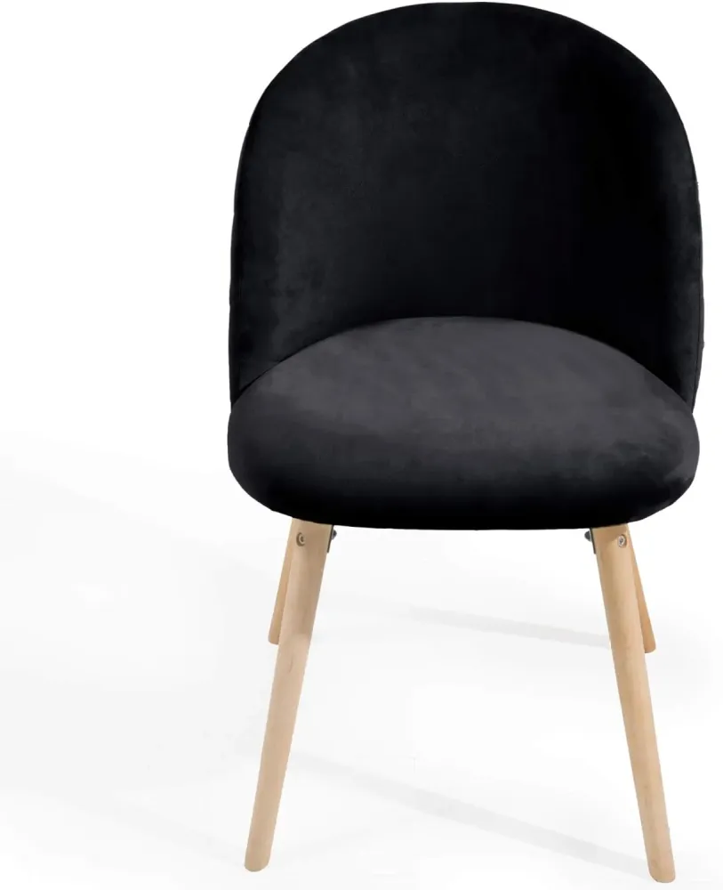 Set de 8 scaune de sufragerie, sezut din catifea captusit, negru