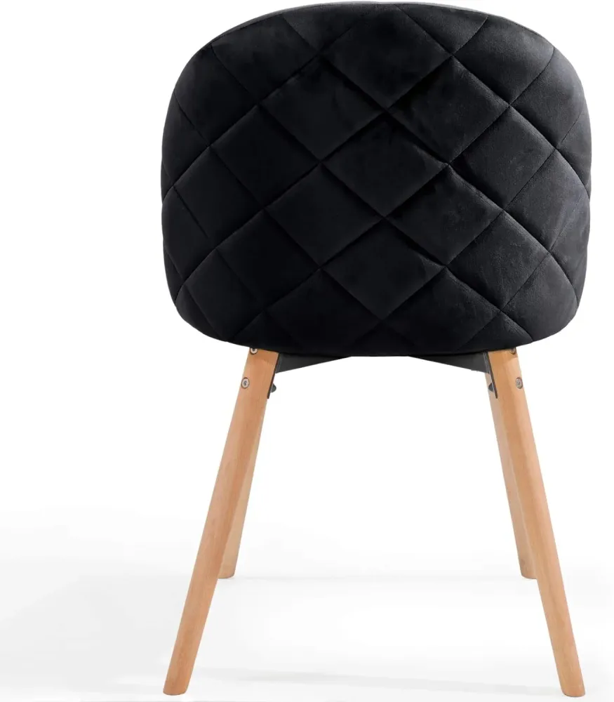 Set de 8 scaune de sufragerie, sezut din catifea captusit, negru