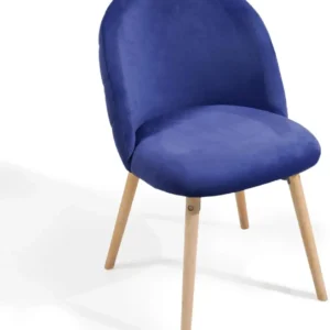 Set de 8 scaune de sufragerie, sezut din catifea captusit, albastru regal