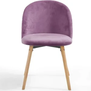 Set de 8 scaune de sufragerie, sezut din catifea captusit, violet
