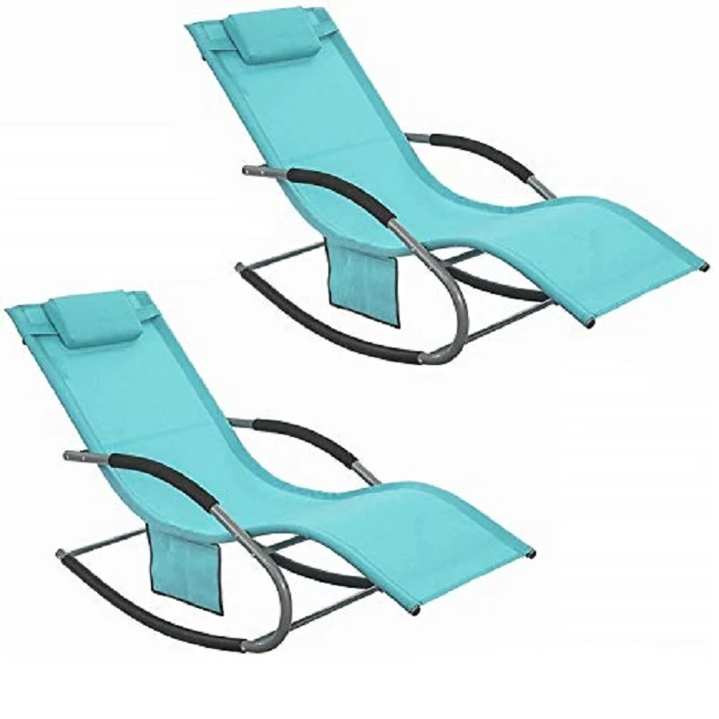 SoBuy 2 x șezlonguri balansoare cu tetiera 63x150x87cm OGS28-HBX2