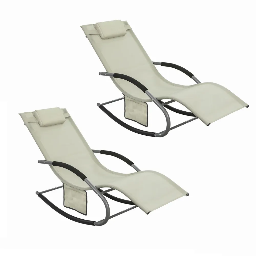 SoBuy 2 x șezlonguri balansoare cu tetiera 63x150x87cm OGS28-MIX2
