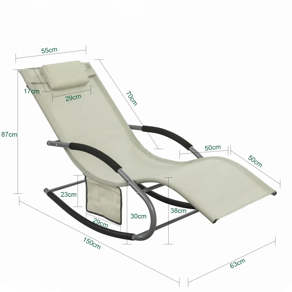 SoBuy 2 x șezlonguri balansoare cu tetiera 63x150x87cm OGS28-MIX2