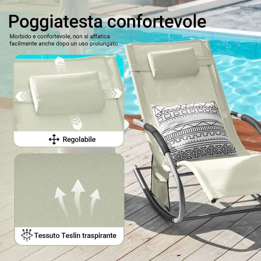 SoBuy 2 x șezlonguri balansoare cu tetiera 63x150x87cm OGS28-MIX2