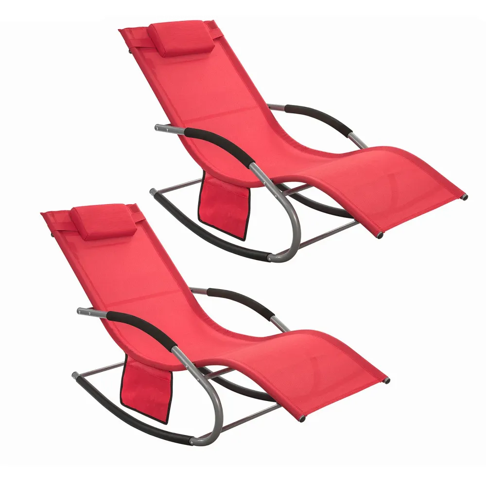 SoBuy 2 x șezlonguri balansoare cu tetiera 63x150x87cm OGS28-RX2