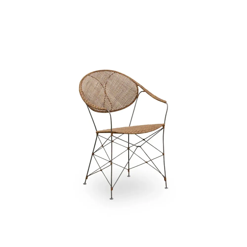 Scaun ratan, picioare metalice, Funky