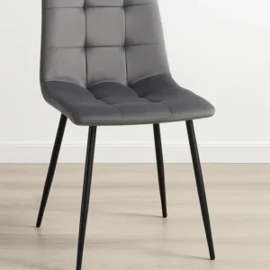 Scaun living tapitat cu catifea, spatar matlasat, 44x54x89 cm, gri