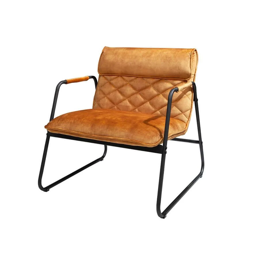 Scaun lounge galben din catifea Mustang Invicta Interior